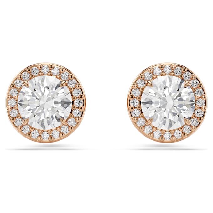 Una Angelic Stud Earrings Round Cut, Pavé, White, Rose Gold-Tone Plated Una Angelic Stud Earrings Round Cut, Pavé, White, Rose Gold-Tone Plated