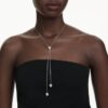 Una Angelic Y Pendant Round Cut, White, Rhodium Plated Una Angelic Y Pendant Round Cut, White, Rhodium Plated