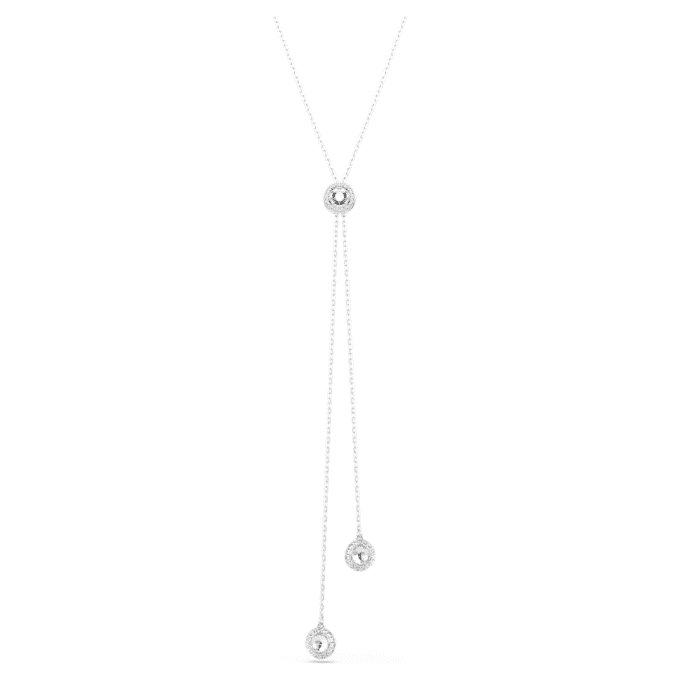 Una Angelic Y Pendant Round Cut, White, Rhodium Plated Una Angelic Y Pendant Round Cut, White, Rhodium Plated