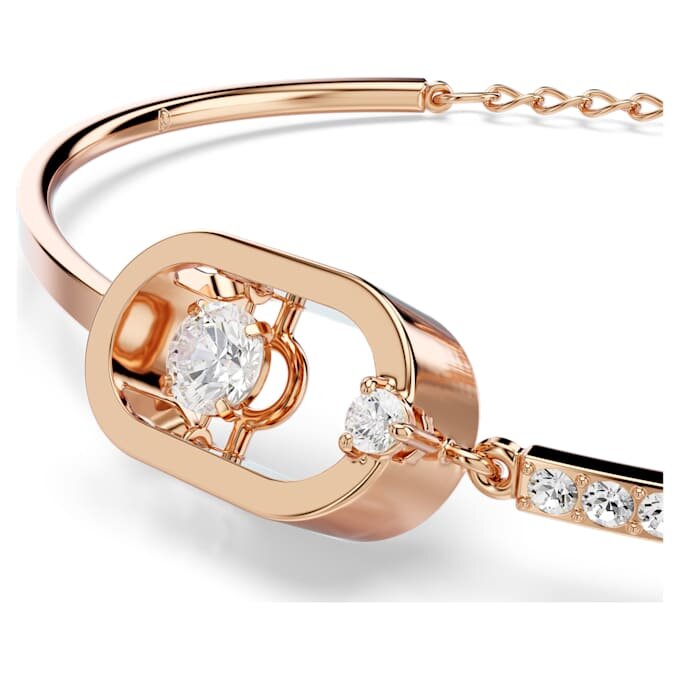 Una Bracelet Round Cut, Oval Shape, White, Rose Gold-Tone Plated Una Bracelet Round Cut, Oval Shape, White, Rose Gold-Tone Plated