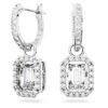 Una Drop Earrings Octagon Cut, White, Rhodium Plated Una Drop Earrings Octagon Cut, White, Rhodium Plated