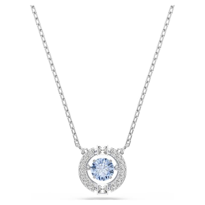 Una Necklace Round Cut, Blue, Rhodium Plated Una Necklace Round Cut, Blue, Rhodium Plated