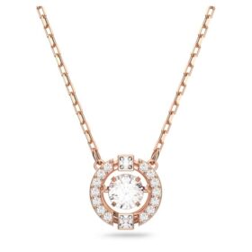 Una Necklace Round Cut, White, Rose Gold-Tone Plated