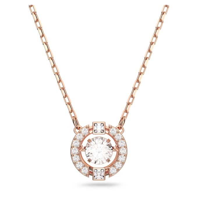 Una Necklace Round Cut, White, Rose Gold-Tone Plated Una Necklace Round Cut, White, Rose Gold-Tone Plated