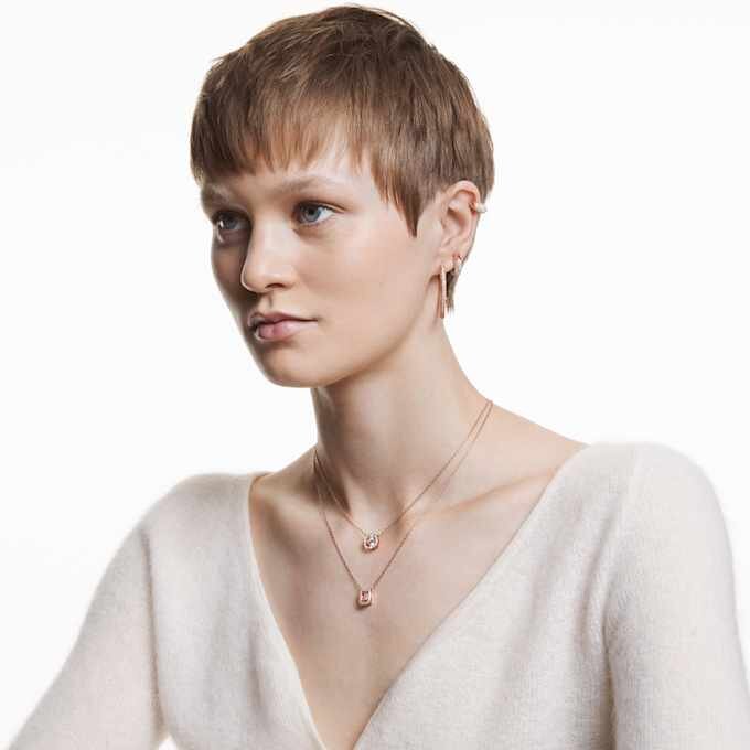 Una Necklace Round Cut, White, Rose Gold-Tone Plated Una Necklace Round Cut, White, Rose Gold-Tone Plated
