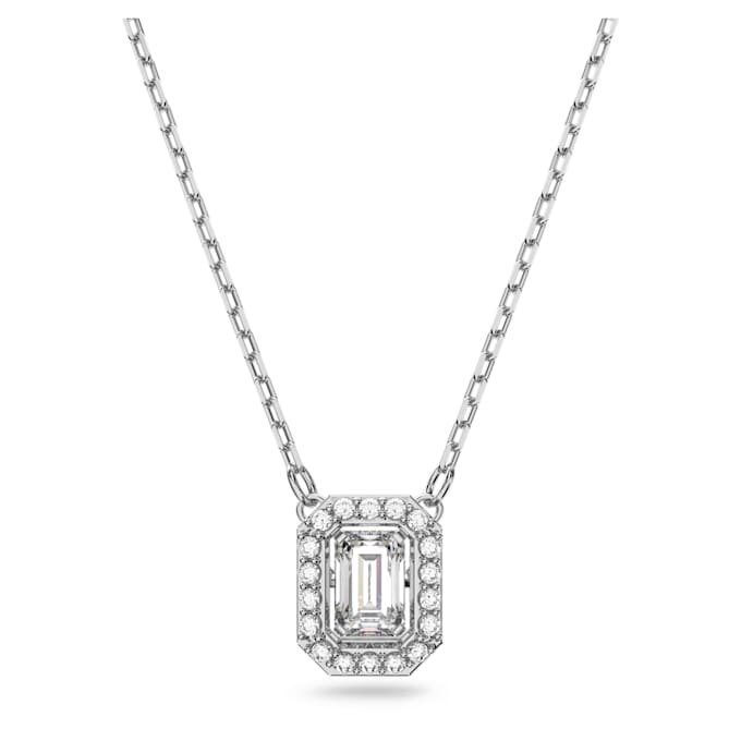 Una Pendant Octagon Cut, White, Rhodium Plated Una Pendant Octagon Cut, White, Rhodium Plated