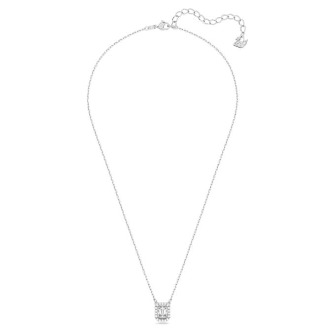 Una Pendant Octagon Cut, White, Rhodium Plated Una Pendant Octagon Cut, White, Rhodium Plated