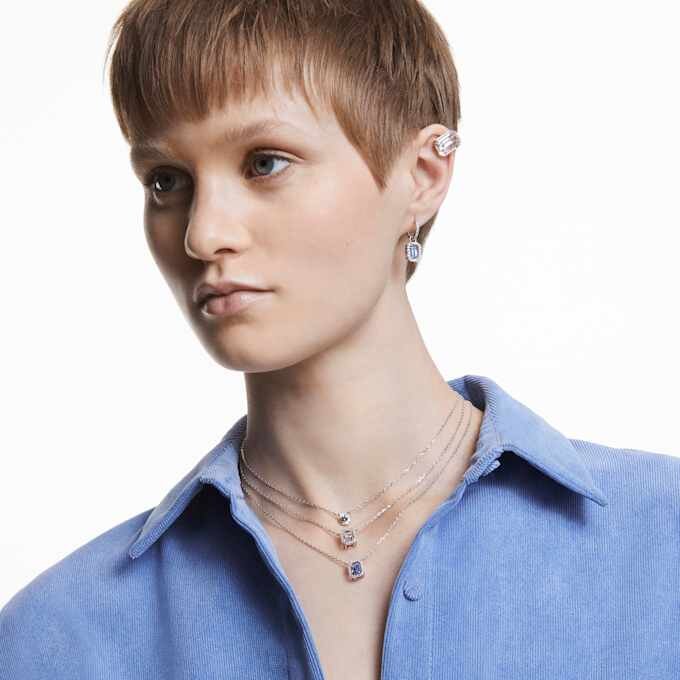 Una Pendant Octagon Cut, White, Rhodium Plated Una Pendant Octagon Cut, White, Rhodium Plated