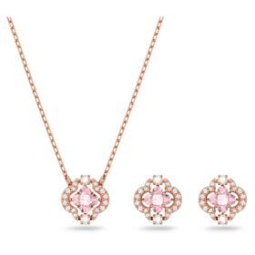 Una Set Mixed Cuts, Clover, Pink, Rose Gold-Tone Plated