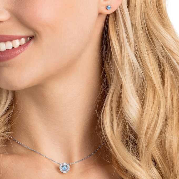 Una Set Round Cut, Blue, Rhodium Plated Una Set Round Cut, Blue, Rhodium Plated