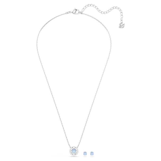 Una Set Round Cut, Blue, Rhodium Plated Una Set Round Cut, Blue, Rhodium Plated