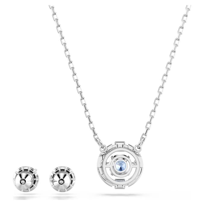 Una Set Round Cut, Blue, Rhodium Plated Una Set Round Cut, Blue, Rhodium Plated