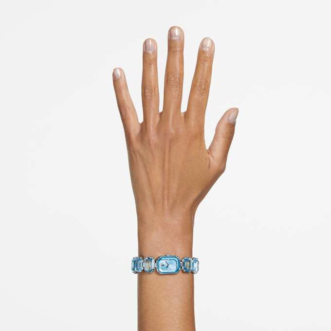 Watch Octagon Cut Bracelet, Blue, Stainless Steel Watch Octagon Cut Bracelet, Blue, Stainless Steel