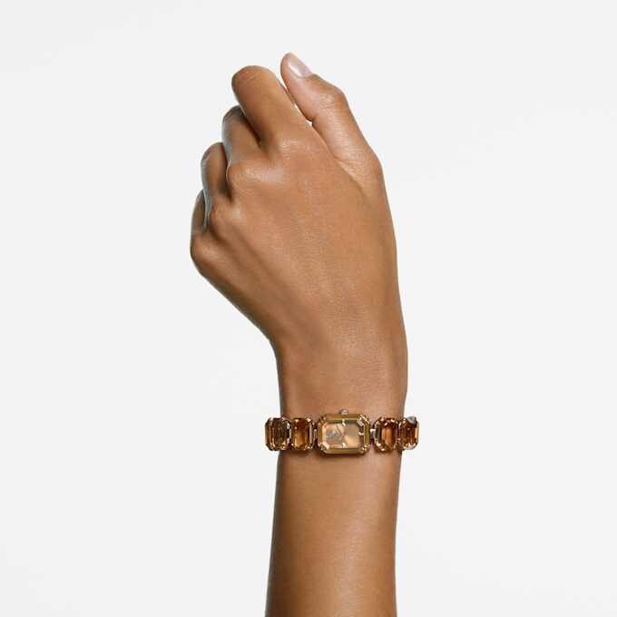 Watch Octagon Cut Bracelet, Brown, Champagne Gold-Tone Finish Watch Octagon Cut Bracelet, Brown, Champagne Gold-Tone Finish