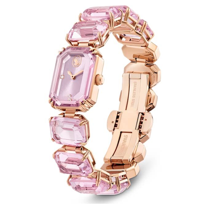 Watch Octagon Cut Bracelet, Pink, Rose Gold-Tone Finish Watch Octagon Cut Bracelet, Pink, Rose Gold-Tone Finish