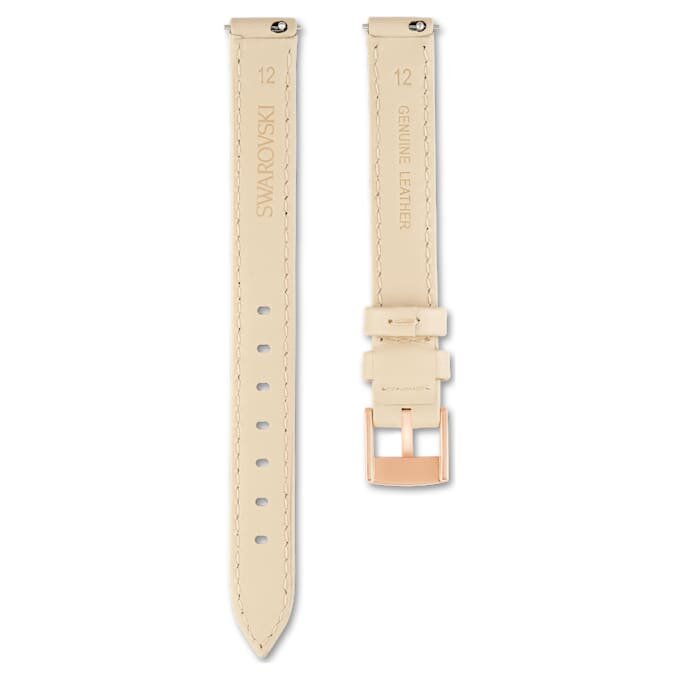 Watch Strap 12 Mm (0.47″) Width, Leather, Beige, Rose Gold-Tone Finish Watch Strap 12 Mm (0.47″) Width, Leather, Beige, Rose Gold-Tone Finish