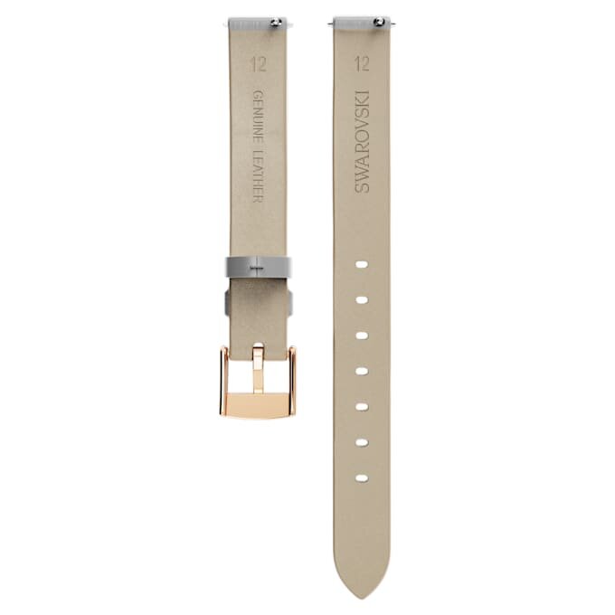 Watch Strap 12 Mm (0.47″) Width, Leather, Silver Tone, Rose Gold-Tone Finish Watch Strap 12 Mm (0.47″) Width, Leather, Silver Tone, Rose Gold-Tone Finish