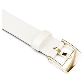 Watch Strap 12 Mm (0.47″) Width, Leather, White, Champagne Gold-Tone Finish Watch Strap 12 Mm (0.47″) Width, Leather, White, Champagne Gold-Tone Finish