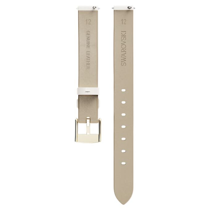 Watch Strap 12 Mm (0.47″) Width, Leather, White, Champagne Gold-Tone Finish Watch Strap 12 Mm (0.47″) Width, Leather, White, Champagne Gold-Tone Finish