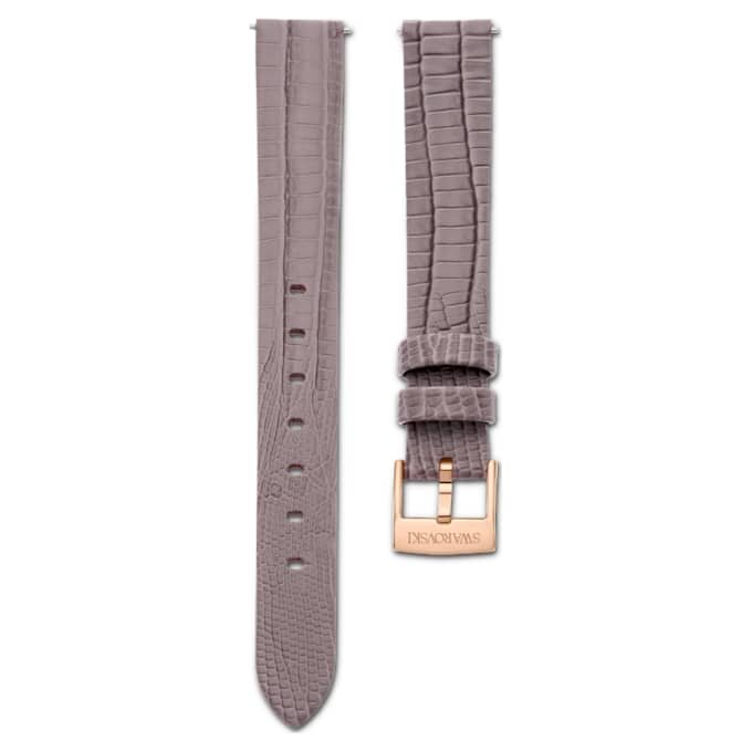 Watch Strap 13 Mm (0.51″) Width, Leather, Gray, Rose Gold-Tone Finish Watch Strap 13 Mm (0.51″) Width, Leather, Gray, Rose Gold-Tone Finish