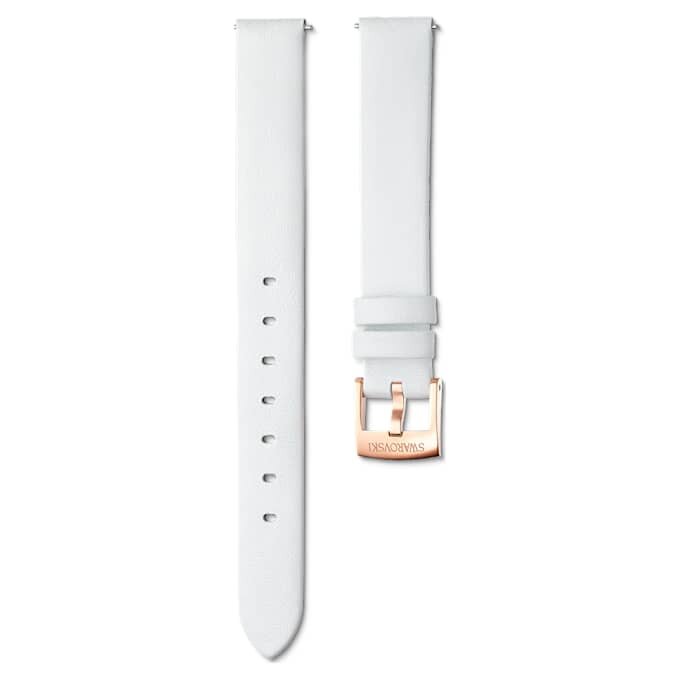 Watch Strap 14 Mm (0.55″) Width, Leather, White, Rose Gold-Tone Finish Watch Strap 14 Mm (0.55″) Width, Leather, White, Rose Gold-Tone Finish