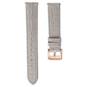 Watch Strap 15 Mm (0.59″) Width, Leather with Stitching, Gray, Rose Gold-Tone Finish Watch Strap 15 Mm (0.59″) Width, Leather with Stitching, Gray, Rose Gold-Tone Finish