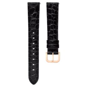 Watch Strap 16 Mm (0.63″) Width, Leather with Stitching, Black, Rose Gold-Tone Finish Watch Strap 16 Mm (0.63″) Width, Leather with Stitching, Black, Rose Gold-Tone Finish