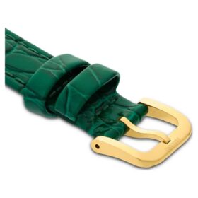 Watch Strap 16 Mm (0.63″) Width, Leather with Stitching, Green, Gold-Tone Finish Watch Strap 16 Mm (0.63″) Width, Leather with Stitching, Green, Gold-Tone Finish