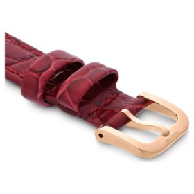 Watch Strap 16 Mm (0.63″) Width, Leather with Stitching, Red, Rose Gold-Tone Finish Watch Strap 16 Mm (0.63″) Width, Leather with Stitching, Red, Rose Gold-Tone Finish