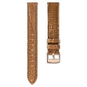 Watch Strap 17 Mm (0.67″) Width, Leather with Stitching, Brown, Rose Gold-Tone Finish Watch Strap 17 Mm (0.67″) Width, Leather with Stitching, Brown, Rose Gold-Tone Finish