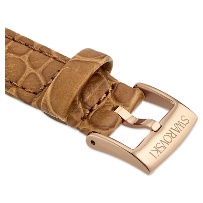 Watch Strap 17 Mm (0.67″) Width, Leather with Stitching, Brown, Rose Gold-Tone Finish Watch Strap 17 Mm (0.67″) Width, Leather with Stitching, Brown, Rose Gold-Tone Finish