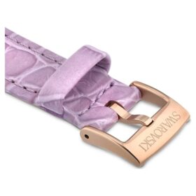 Watch Strap 17 Mm (0.67″) Width, Leather with Stitching, Purple, Rose Gold-Tone Finish Watch Strap 17 Mm (0.67″) Width, Leather with Stitching, Purple, Rose Gold-Tone Finish